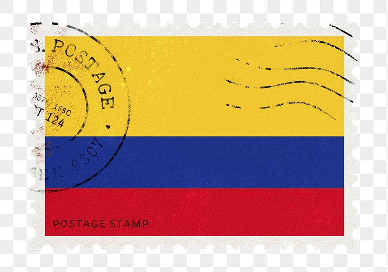 Colombia flag png post stamp | Free PNG - rawpixel