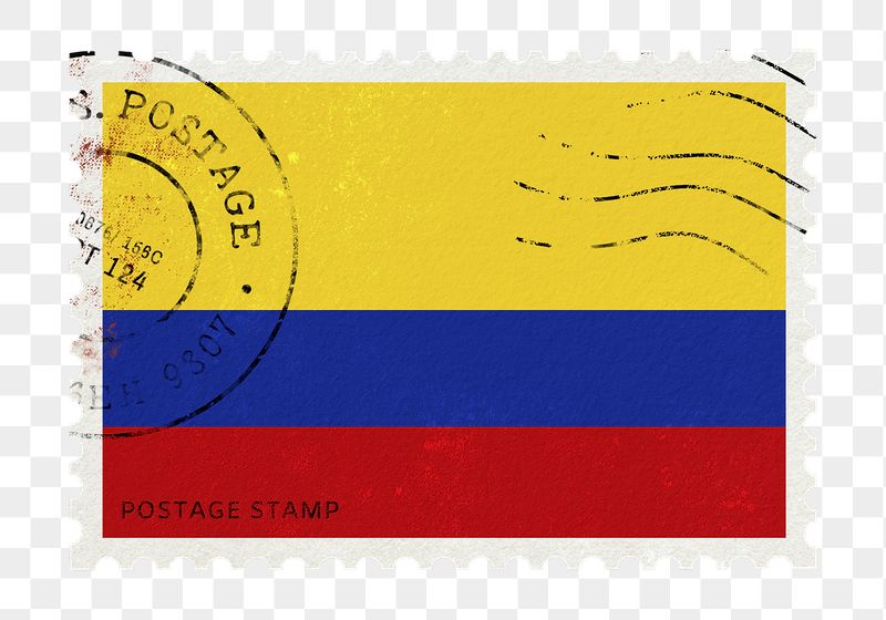 Colombia flag png post stamp | Free PNG - rawpixel
