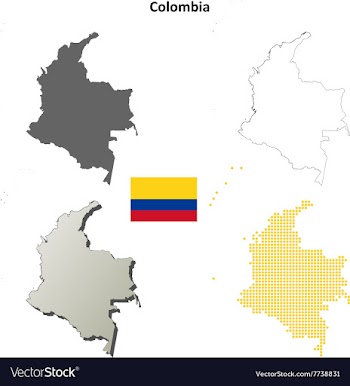 Colombia outline map set vector image
