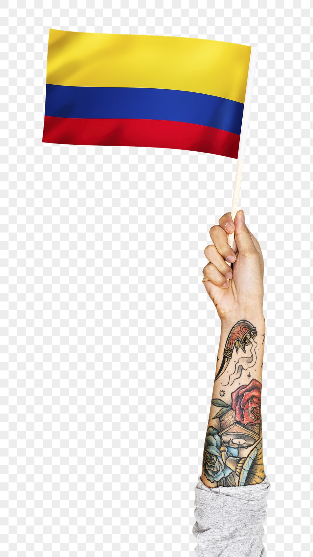 Colombia's flag png in tattooed | Free PNG - rawpixel