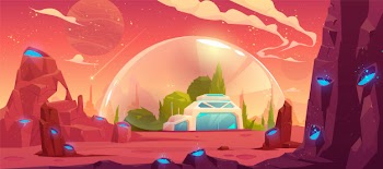 Colonization of planet, space station, bunker Free Vector