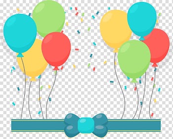 Color balloon streamer transparent background PNG clipart