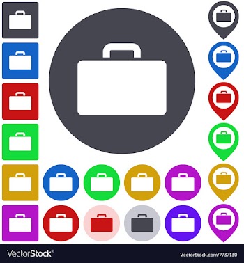 Color briefcase icon set vector image
