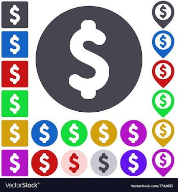 Color dollar icon set vector image