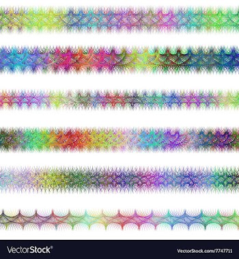 Color fractal page text divider line set vector image