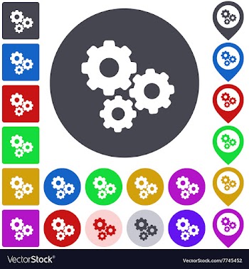 Color gear icon set vector image
