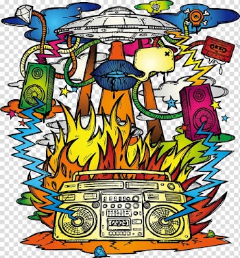 , Color hand-painted abstract fantasy spacecraft radio element transparent background PNG clipart