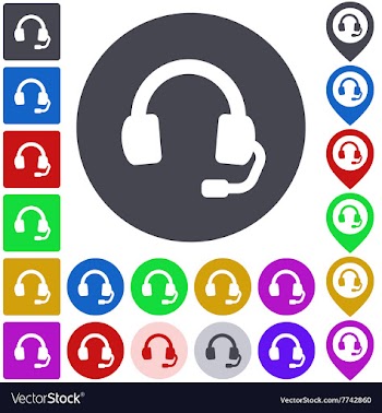 Color headphone icon set vector image