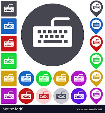Color keyboard icon set vector image
