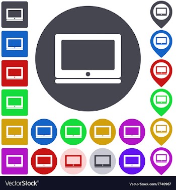 Color laptop icon set vector image