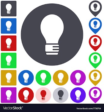 Color light bulb icon set vector image