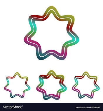 Color line star logo design set vector image