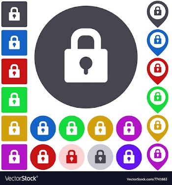 Color lock icon set vector image