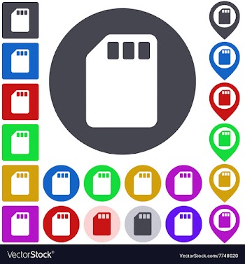 Color memory card icon set vector image