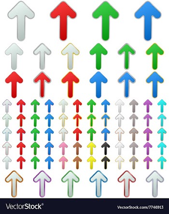 Color metallic rounded arrow button set vector image