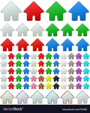 Color metallic rounded home button set vector image