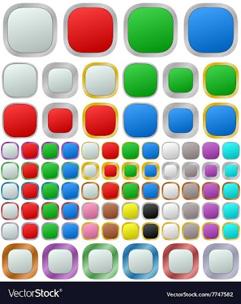 Color metallic rounded square button set vector image
