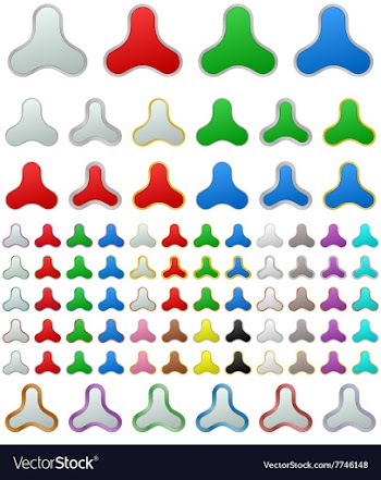 Color metallic rounded triangle button set vector image