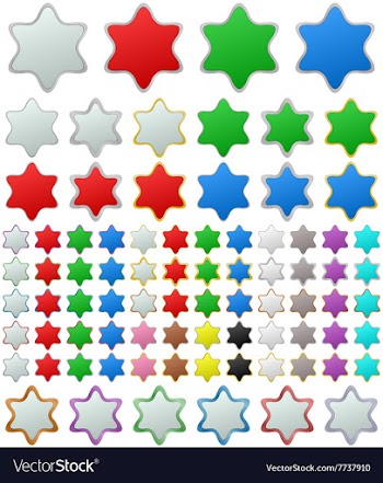 Color metallic star button set vector image