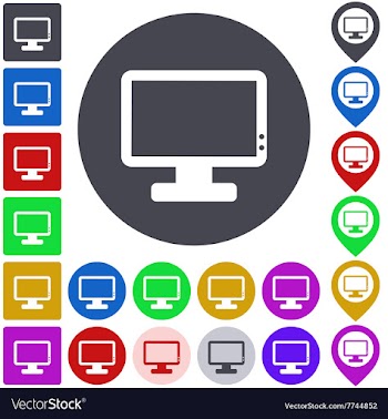 Color monitor icon set vector image