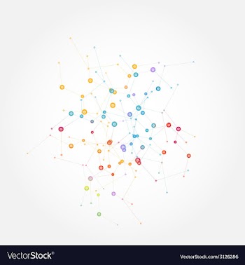 Color network connection and DNA atom vector image