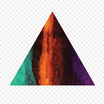 Color particles overlapping triangles decorative pattern 