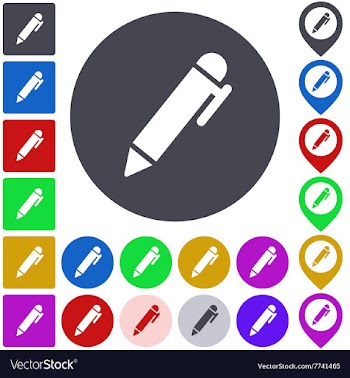 Color pen icon set vector image