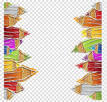 Color pencils frame, Colored pencil Drawing Illustration, Hand colored pencil border transparent background PNG clipart