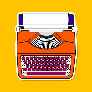 Color pop art typewriter vintage vector sticker
