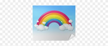 Color Rainbow With Clouds And Blue Sky Poster • Pixers® - Rainbow Cartoon