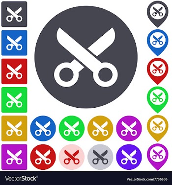 Color scissor icon set vector image
