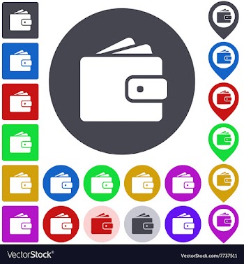 Color wallet icon set vector image