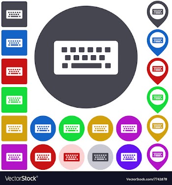 Color wireless keyboard icon set vector image