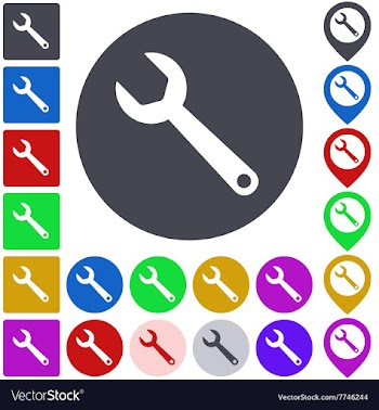 Color wrench icon set vector image