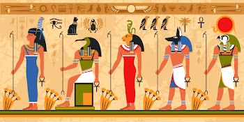 Colored border pattern on egypt theme Free Vector