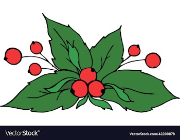 colored christmas decor element green holly with