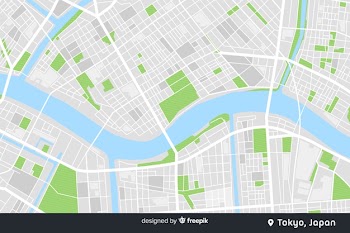 Colored city map digital concept Free Vector