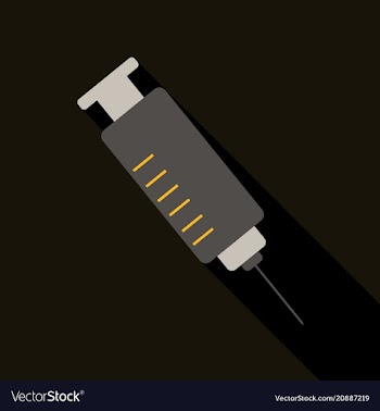 Colored flat design medical plastic syringe with vector image