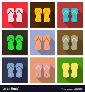 Colored flipflops icon slippers icon flip flop vector image