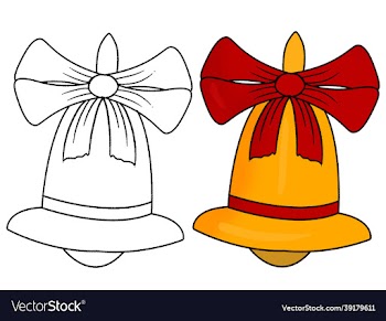 colored hand drawn christmas bell isolated