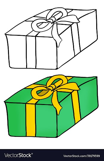 colored hand drawn christmas gift isolated