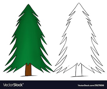 colored hand drawn christmas tree isolated