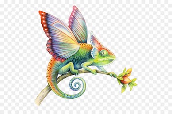 Colored pencil Art Watercolor painting Illustrator - chameleon 