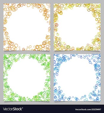Colored round border background design set with vector image