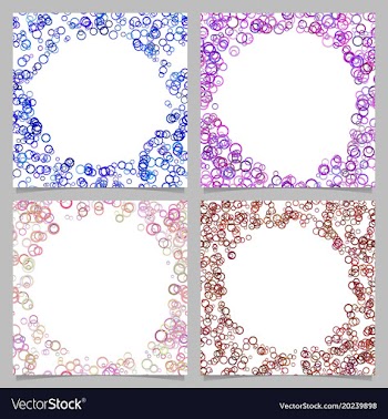 Colored round border background design set with vector image