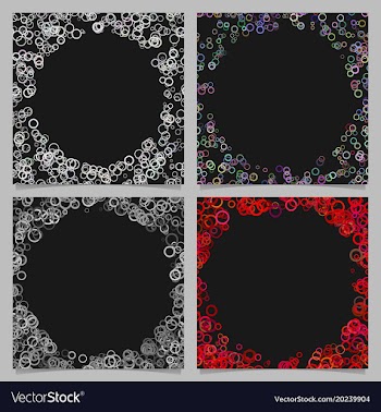 Colored round border background design set with vector image