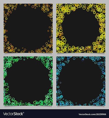 Colored round border background design set with vector image