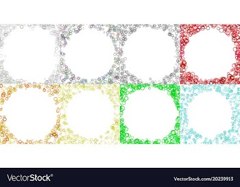 Colored round border background design set with vector image