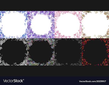 Colored round border background design set with vector image