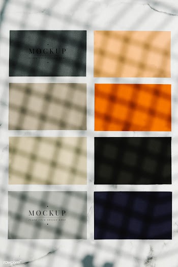 Colored sample paper square mockups on a marb.. | Free stock psd mockup - 525567